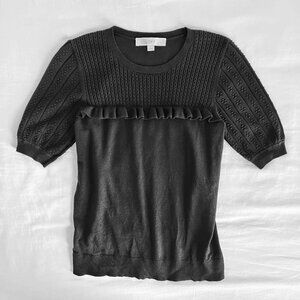 Ann Taylor Loft Black Knit Short Sleeve Sweater